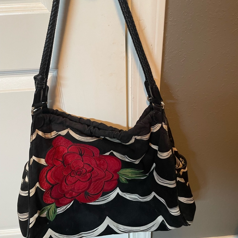Rare! Authentic Brighton rose embroidered boho style purse / tote bag.